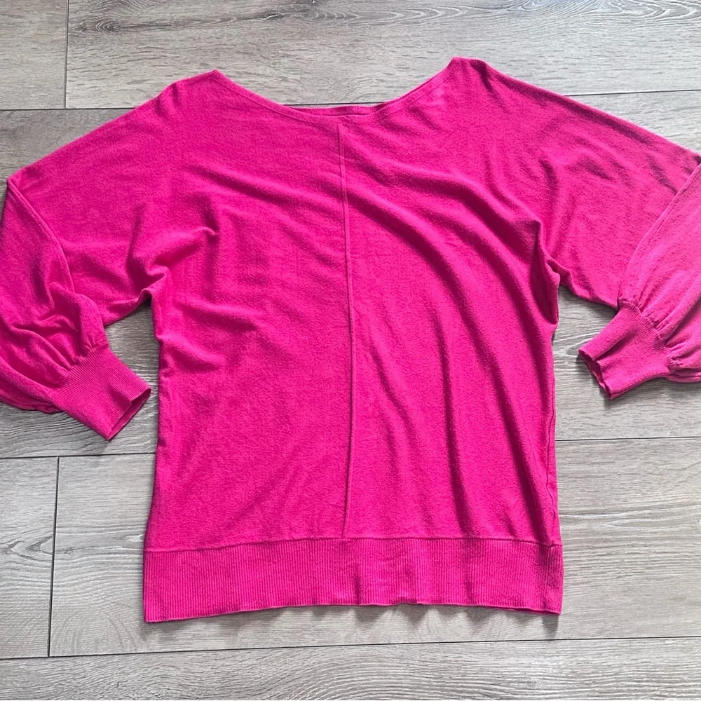 Max Studio Hot Pink Boatneck Dolman Sleeve Slouchy Sweater